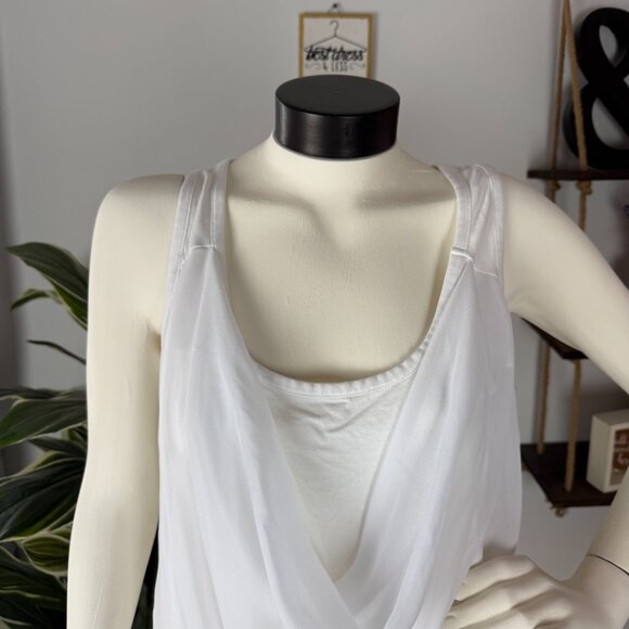 Soft Surroundings White Drape Neck Layered Tank Top - Picture 2 of 6
